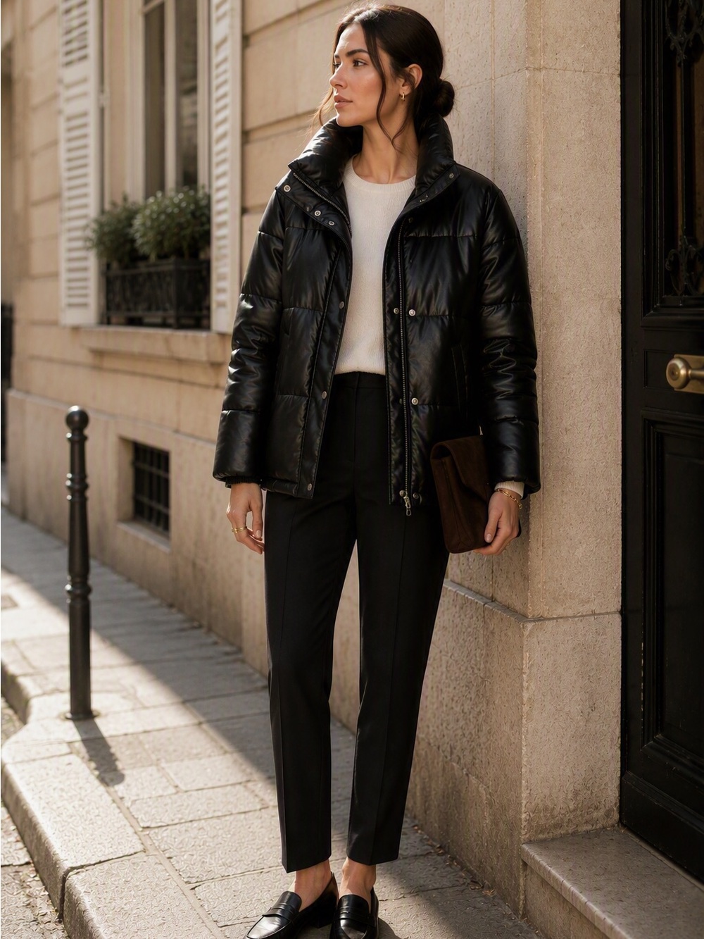 BCBGMaxAzria Glossy Black Quilted Puffer Jacket